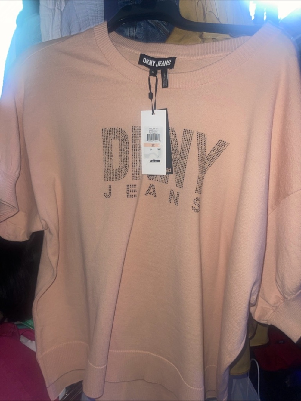 DKNY Jeans Women's Light Pink Pullover Sweater with Logo